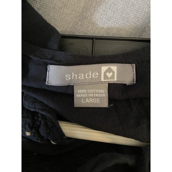 Shade Amour Black Embroidered Floral Vneck Tie Front Cotton Dress Boho Large - Picture 9 of 9